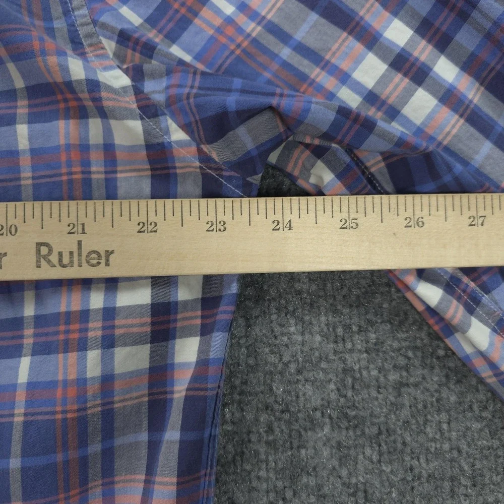 Johnnie O Shirt Mens Large Blue Plaid Button Down Long Sleeve Surf‎ Logo Casual